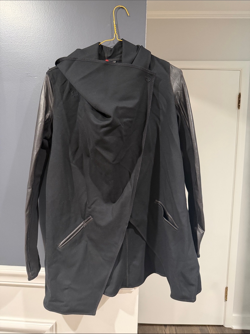 Black spanx leather coat